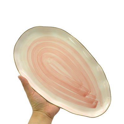 Plato de pescado de cerámica para servir ensalada de frutas pasta plato principal lavavajillas y microondas forma irregular
