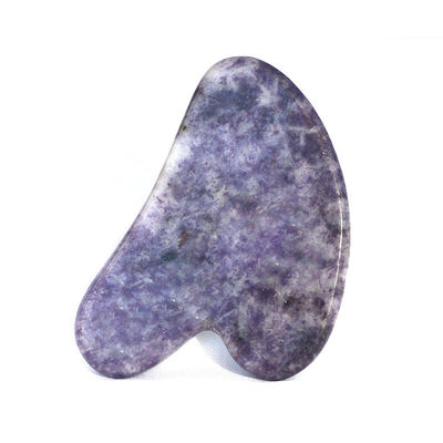 Equipo de masaje corporal Forma de corazón natural Piedra púrpura Gua Sha Tabla de raspado para relajación muscular y Spa de salud de la piel