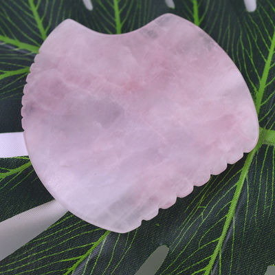 Logotipo personalizado Shell Shape Rose Quartz Gua Sha Herramienta de masaje para masaje muscular y cuidado personal de la piel Spa Equipo de belleza