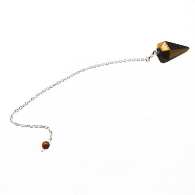 Exquisito ojo de tigre natural chakra péndulo colgante de cristal collar para hombres y mujeres bohemia