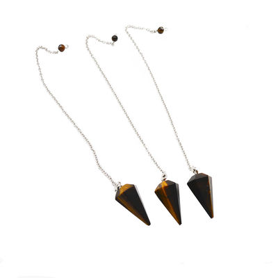 Exquisito ojo de tigre natural chakra péndulo colgante de cristal collar para hombres y mujeres bohemia