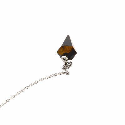 Exquisito ojo de tigre natural chakra péndulo colgante de cristal collar para hombres y mujeres bohemia