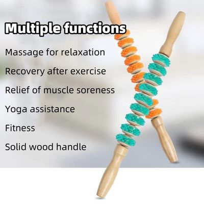 Musculos del cuerpo Roller de masaje anti celulitis Pérdida de peso Relajación de cuerpo completo Herramientas de masaje de terapia de madera Roller de PVC de nueve ruedas