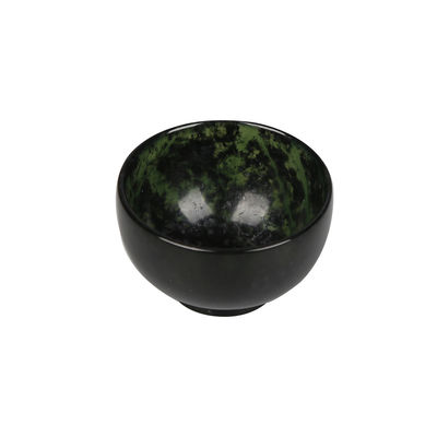 Tipo de grabado 100% de cuenco de jade natural chino de jade verde oscuro cuenco de jade tallado a mano para mejoras de decoración del hogar