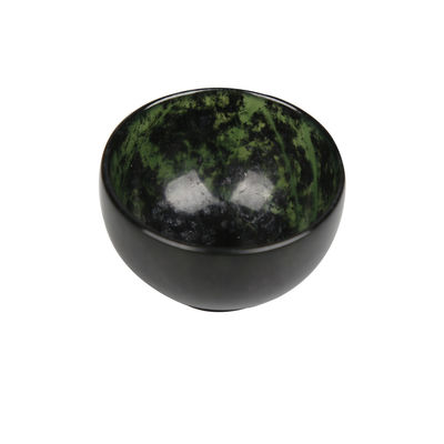 Tipo de grabado 100% de cuenco de jade natural chino de jade verde oscuro cuenco de jade tallado a mano para mejoras de decoración del hogar