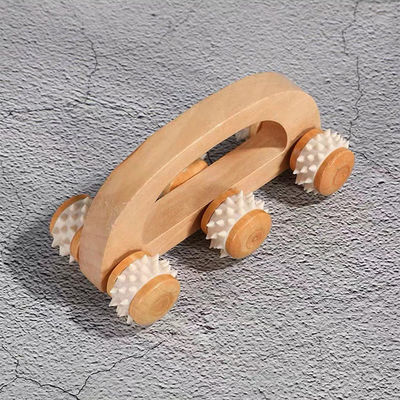Household Trolley de masaje de madera maciza de seis ruedas con mango manual Guasha herramienta de cuidado de la salud del cuerpo relajación de la belleza masajista masaje del cuerpo