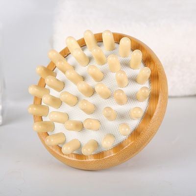 Masaje del cuero cabelludo cepillado de pelo de bambú peine de cabello logotipo personalizado de madera peine de cabello detangling 2023 herramientas ecológicas de masaje Guasha