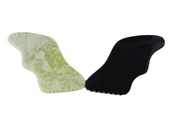 Popular Nefrita de forma de corazón Jade Gua Sha herramienta de masaje para masajeador corporal y facial
