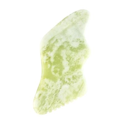 Masajista corporal Guasha de jade verde natural para antienvejecimiento chino Xiuyan Jade forma de relámpago Gua Sha herramienta de masaje de raspado