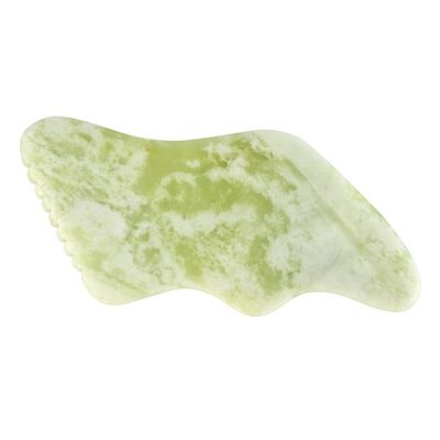 Masajista corporal Guasha de jade verde natural para antienvejecimiento chino Xiuyan Jade forma de relámpago Gua Sha herramienta de masaje de raspado