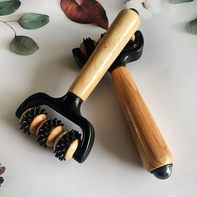 Bastón de masaje de rodillos de madera Manual Masajeador de tres cuentas con bola magnética para el cuerpo Cuidado de la salud Herramienta de belleza Spa Relajación muscular Área de masaje cuerpo