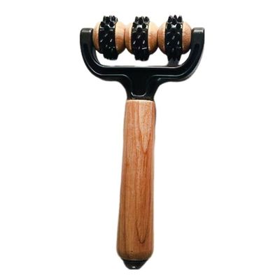 Bastón de masaje de rodillos de madera Manual Masajeador de tres cuentas con bola magnética para el cuerpo Cuidado de la salud Herramienta de belleza Spa Relajación muscular Área de masaje cuerpo