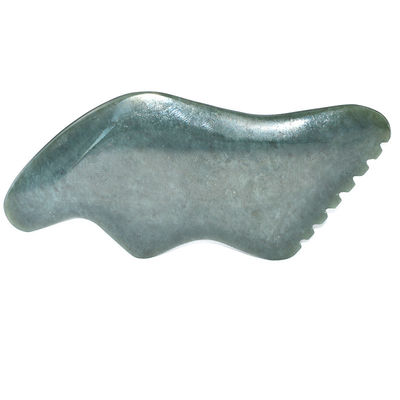 Forma verde oscuro Relámpago Nefrita natural Hetian Jade Gua Sha Herramienta de masaje para logotipo personalizado Spa de cuidado de la piel