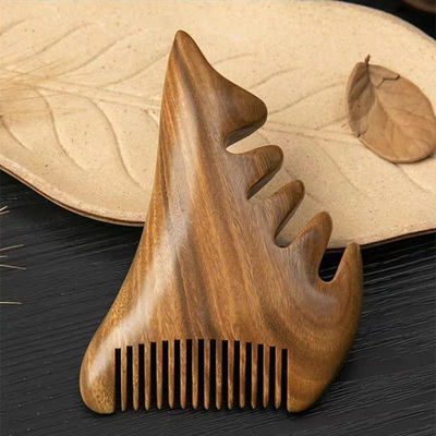 Gua Sha de madera de sándalo natural marrón Peinillo de masaje para el cuero cabelludo Herramienta de Guasha de madera para la cabeza Cuerpo relajar Masajista Cuidado de la salud del cabello Belleza