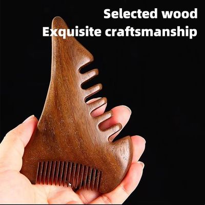 Gua Sha de madera de sándalo natural marrón Peinillo de masaje para el cuero cabelludo Herramienta de Guasha de madera para la cabeza Cuerpo relajar Masajista Cuidado de la salud del cabello Belleza