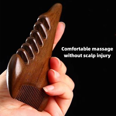 Gua Sha de madera de sándalo natural marrón Peinillo de masaje para el cuero cabelludo Herramienta de Guasha de madera para la cabeza Cuerpo relajar Masajista Cuidado de la salud del cabello Belleza