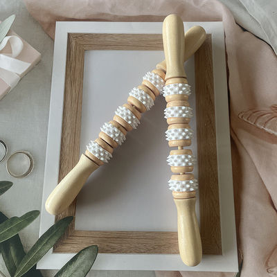 Bastón de masaje Guasha de madera natural Madera Taza sueca Massager de hongos Terapia de madera para Gua Sha Musculo de escultura corporal