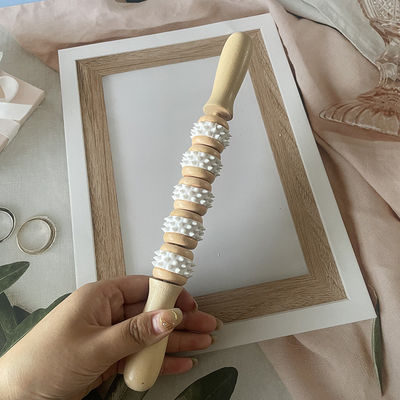 Bastón de masaje Guasha de madera natural Madera Taza sueca Massager de hongos Terapia de madera para Gua Sha Musculo de escultura corporal