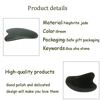 Masajeador facial Nefrita natural de piedra de jade Gua Sha Tabla para cuidado de la cara y el cuerpo Tratamiento de acupuntura SPA
