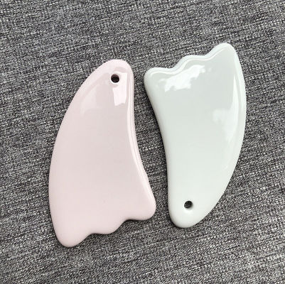 Logotipo personalizado Disponible Mini Masaje Cerámico Gua Sha Herramienta para Cuerpo Cuello Cara Auto Cuidado de la Piel Spa Estiramiento Facial Belleza