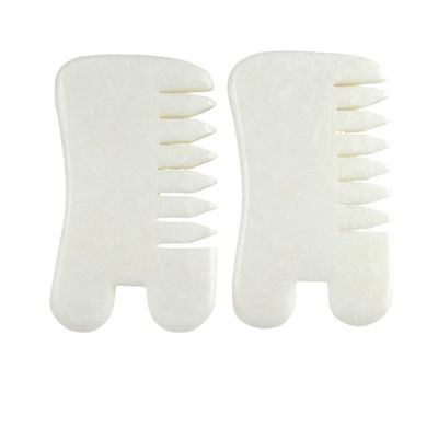 Natural Xiuyan Jade Gua Sha Cuero cabelludo Peinado de masaje Guasha Masajeador de la cabeza del cabello Salón de belleza de cuidado de la salud Herramienta para el masaje muscular