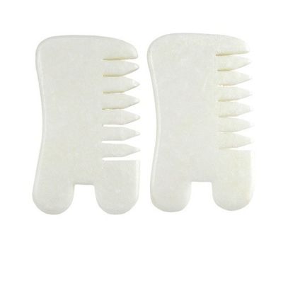 Jade Blanco Guasha herramientas de salpa para el cabello masaje raspado herramienta de masaje Gua Sha peine Jade para la cara Cuello Cabeza y cuerpo