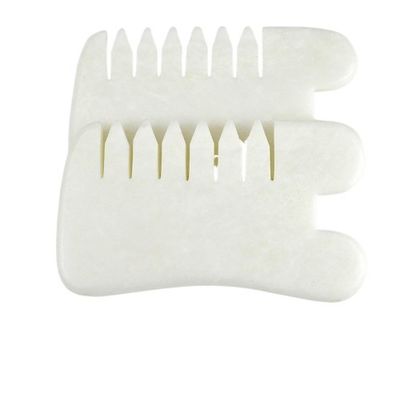 Jade Blanco Guasha herramientas de salpa para el cabello masaje raspado herramienta de masaje Gua Sha peine Jade para la cara Cuello Cabeza y cuerpo