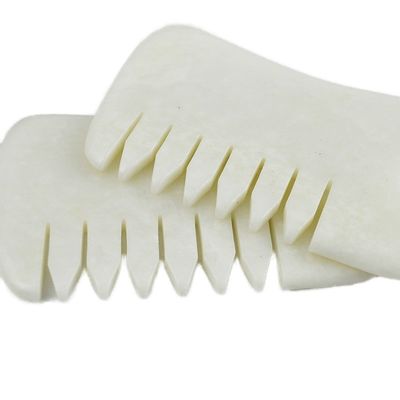 Jade Blanco Guasha herramientas de salpa para el cabello masaje raspado herramienta de masaje Gua Sha peine Jade para la cara Cuello Cabeza y cuerpo
