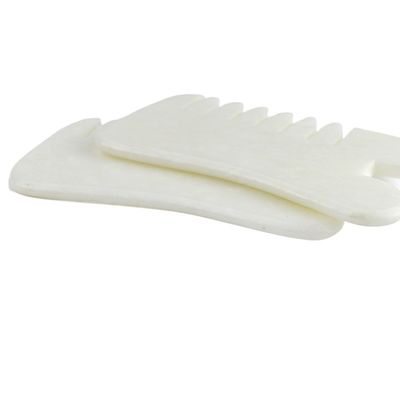 Jade Blanco Guasha herramientas de salpa para el cabello masaje raspado herramienta de masaje Gua Sha peine Jade para la cara Cuello Cabeza y cuerpo