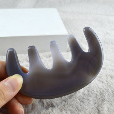 Masajista corporal Natural Agate Peinado de bolsillo Peinado de dientes anchos SPA Gua Sha Peinado para el masaje de la cabeza Cepillo de cuidado del cabello