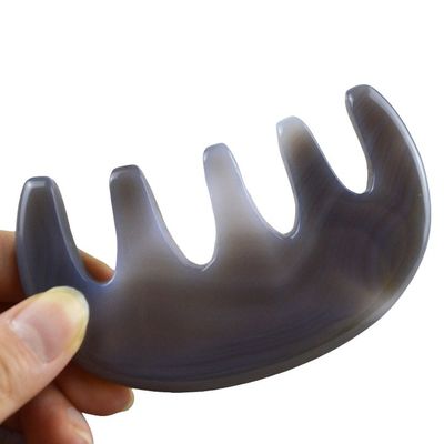 Masajeador corporal Agate natural Gua Sha Cuero cabelludo Masaje de la cabeza peine Guasha Facial Spa Cuidado de la piel Salón de belleza Herramienta de salón de belleza Cepillo de pelo