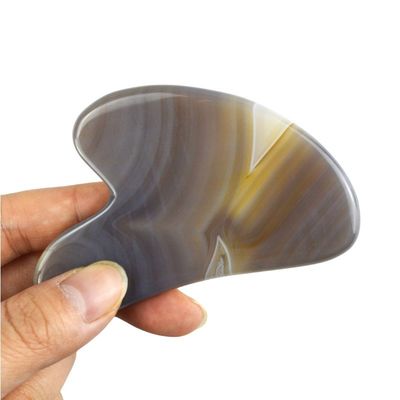 Herramientas de masaje Cuidado de la piel Facial Guasha con 100% de verdadero Agate Gris Natural Facial Guasha Herramienta y Gris Jade Gus Sha Stone Masajador