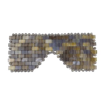 Máscara para ojos de piedra de jade gris para herramientas de masaje y piedras curativas Máscara facial de ágata