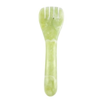 Logotipo personalizado disponible verde claro Xiuyan Jade Gua Sha forma de cuchara Pluma de acupuntura para ojos Acupuntura Cuchara masajista