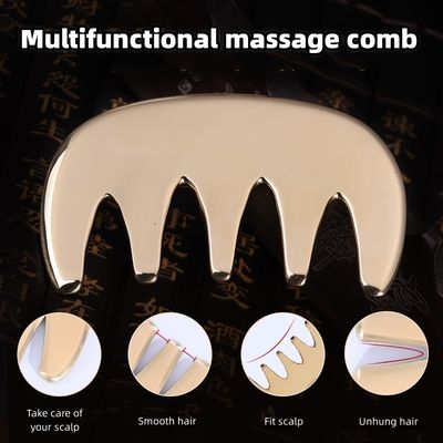 Herramientas de masaje Guasha de cobre Metal Cabello de latón Guasha peine de acupuntura Aparato de punta de escalpe para la cabeza peine de acupuntura
