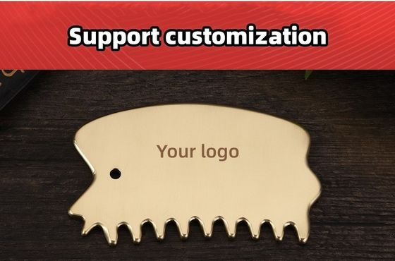 Equipo de masaje de cabeza de latón natural Gua Sha tabla de masaje de la piel peine de masaje de piedra Guasha masajeador de cabeza salón de salud del cabello