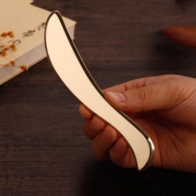 Masajista corporal de forma S de latón natural de metal Gua Sha tabla de raspado Guasha Facial Spa Meridiano Masaje Herramienta de belleza para el cuidado de la piel