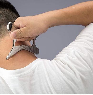 Propiedades 304 Acero inoxidable Gua Sha Tabla de masaje de la cabeza para el cuidado de la salud de la piel y masajeador de relajación muscular