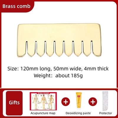 Masaje muscular Oro Gua Sha herramienta de tablero para el latón natural Guasha Piedra de la cabeza masajeador de cabello Salón de belleza