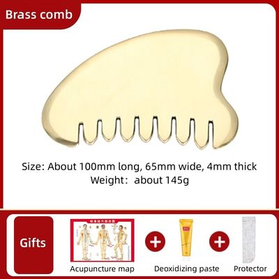 Masaje muscular Oro Gua Sha herramienta de tablero para el latón natural Guasha Piedra de la cabeza masajeador de cabello Salón de belleza