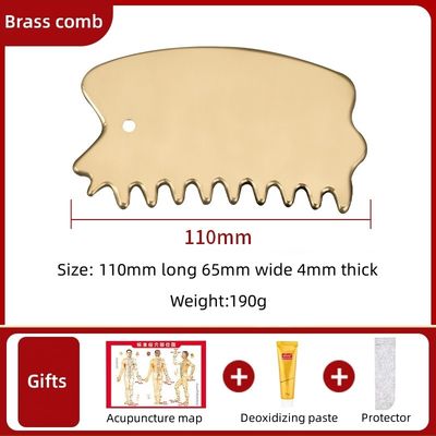 Herramienta de masaje de músculos del cuerpo de latón natural Gua Sha Junta de cuero cabelludo peine Guasha Piedra de la cabeza masajeador de cabello Salón de belleza