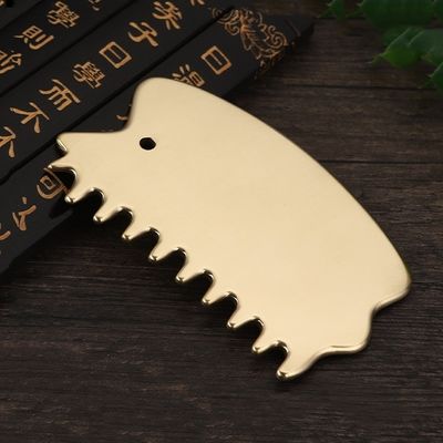 Herramienta de masaje de músculos del cuerpo de latón natural Gua Sha Junta de cuero cabelludo peine Guasha Piedra de la cabeza masajeador de cabello Salón de belleza
