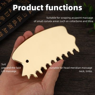 Herramienta de masaje de músculos del cuerpo de latón natural Gua Sha Junta de cuero cabelludo peine Guasha Piedra de la cabeza masajeador de cabello Salón de belleza