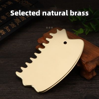 Herramienta de masaje de músculos del cuerpo de latón natural Gua Sha Junta de cuero cabelludo peine Guasha Piedra de la cabeza masajeador de cabello Salón de belleza