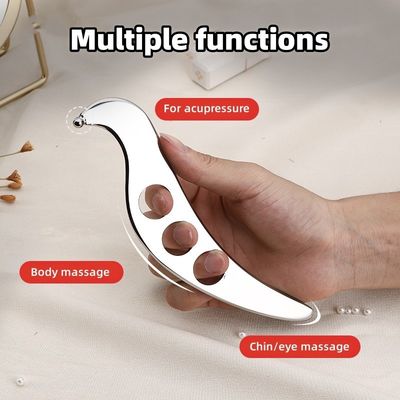 Tabla de masaje para el cuero cabelludo de plata Gua Sha hecha de acero inoxidable 304 para relajación muscular y fitness deportivo