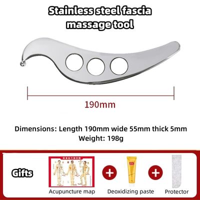 Tabla de masaje para el cuero cabelludo de plata Gua Sha hecha de acero inoxidable 304 para relajación muscular y fitness deportivo