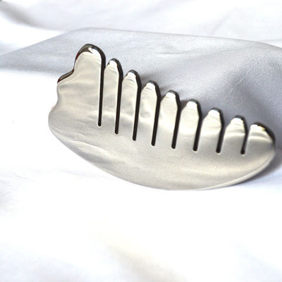 Cuerno de plata en forma de acero inoxidable Gua Sha Cuero cabelludo Peinado de masaje Guasha Cabeza de piedra Masajista de cabello Salón de belleza