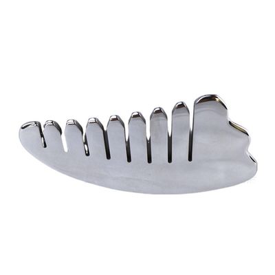 Cuerno de plata en forma de acero inoxidable Gua Sha Cuero cabelludo Peinado de masaje Guasha Cabeza de piedra Masajista de cabello Salón de belleza