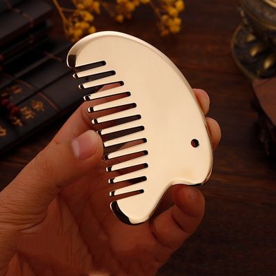 Oro de latón natural Gua Sha herramienta de tablero para el masaje de la cabeza peine Guasha piedra cabeza masajista de cabello Salón de belleza
