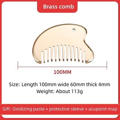 Oro de latón natural Gua Sha herramienta de tablero para el masaje de la cabeza peine Guasha piedra cabeza masajista de cabello Salón de belleza